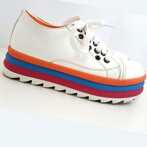 🔻Rare Vintage 🔖White Platform Sneaker🍭Multicolor Stripped Platform